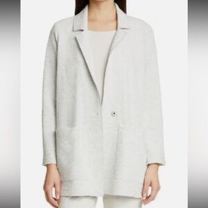 Eileen Fisher Tencel Jacquard Knit Blazer Jacket Stone Bone 1X Lagenlook Casual